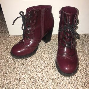 Burgundy booties
